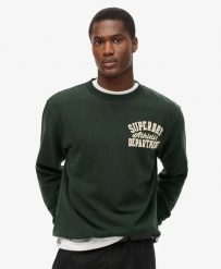 Superdry Bluza Vintage Athletic z okrągłym dekoltem, 100% bawełna. Zielone bluzy Superdry, l, z aplikacjami, z bawełny, bez kaptura. Za 387.20 zł.