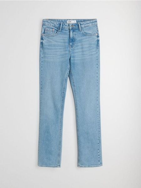 Jeansy comfort straight z efektem sprania - niebieski. Niebieskie jeansy Sinsay, bez wzorów. Za 59.99 zł.