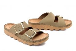 Befado 158D 300 zielony, klapki damskie. Zielone klapki Befado, bez wzorów, ze skóry, bez obcasa. Za 149.90 zł.