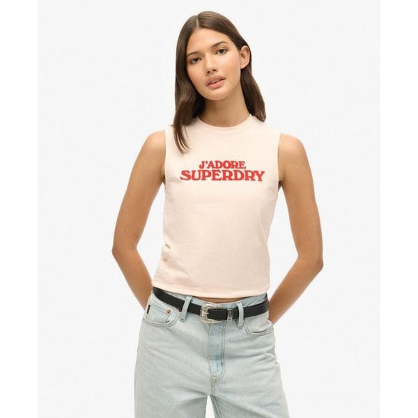 Luksusowy, dopasowany top sportowy z grafiką. Fioletowe bielizna sportowa Superdry, bez wzorów. W wyprzedaży za 114.65 zł.