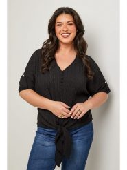Curvy Lady Bluzka w kolorze czarnym rozmiar: 48/50. Czarne bluzki Curvy Lady, bez wzorów, klasyczne, bez kołnierzyka, bez ramiączek. Za 123.82 zł.