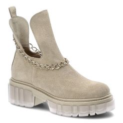Beżowe Botki Lemar Skórzane Buty Damskie. Brązowe botki Lemar, bez wzorów, bez obcasa, bez zapięcia. Za 280.99 zł.