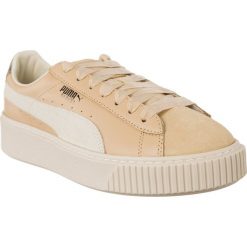 Puma brązowe Basket Platform Up Wn s Natural Vachetta 01. Brązowe trampki Puma, bez wzorów, bez zapięcia. W wyprzedaży za 389.00 zł.