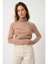 AUTHENTIC CASHMERE Kaszmirowy golf "Bise" w kolorze beżowym rozmiar: L. Brązowe golfy AUTHENTIC CASHMERE, l, bez wzorów, z kaszmiru, bez ramiączek. Za 341.79 zł.