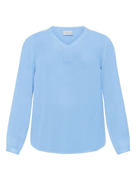 KAFFE curve Bluzka w kolorze błękitnym rozmiar: 44. Niebieskie bluzki KAFFE curve, s, bez wzorów, z wiskozy, klasyczne, bez kołnierzyka, bez ramiączek. Za 79.03 zł.