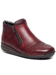 Rieker Botki 44281-35 Bordowy. Czerwone botki Rieker, bez wzorów, ze skóry, bez obcasa, na płaskiej podeszwie, bez zapięcia. Za 419.99 zł.