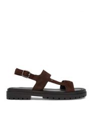 Lasocki Sandały CEO-WI34-3310-18650 Brązowy ciemny. Brązowe sandały Lasocki, bez wzorów, ze skóry, bez obcasa, na płaskiej podeszwie, bez zapięcia. Za 169.99 zł.