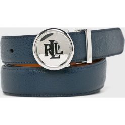 Lauren Ralph Lauren - Pasek skórzany dwustronny. Niebieskie paski Lauren Ralph Lauren, bez wzorów, z materiału. W wyprzedaży za 219.90 zł.