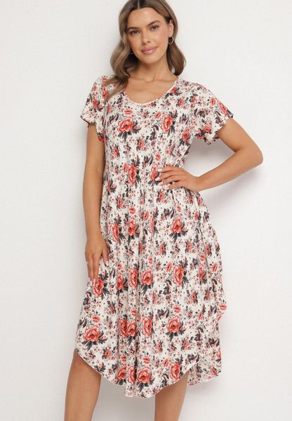 Czerwona Sukienka Bawełniana z Asymetrycznym Dołem w Kwiatki Nativienne. Czerwone sukienki Born2be, na lato, l, bez wzorów, z bawełny, eleganckie, z asymetrycznym kołnierzem, bez ramiączek, mini, asymetryczne. Za 49.99 zł.