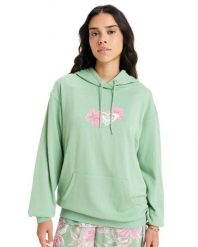 Bluza z kapturem dla Kobiety HIBISCUS HEART Zielony. Zielone bluzy Roxy, m, bez wzorów, z bawełny, z kapturem. Za 249.99 zł.